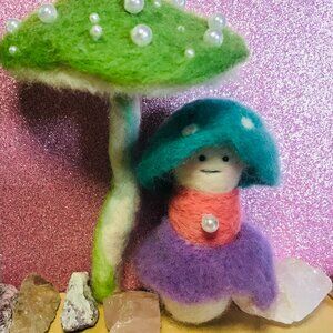 Handmade Needle Felted Soft Sculpture Mushroom Ornament